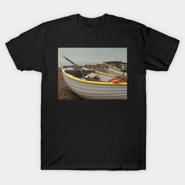 Beside the Seaside, Beside the Sea - Fishing Boats on the Beach T-Shirt by Bucklandcrafts